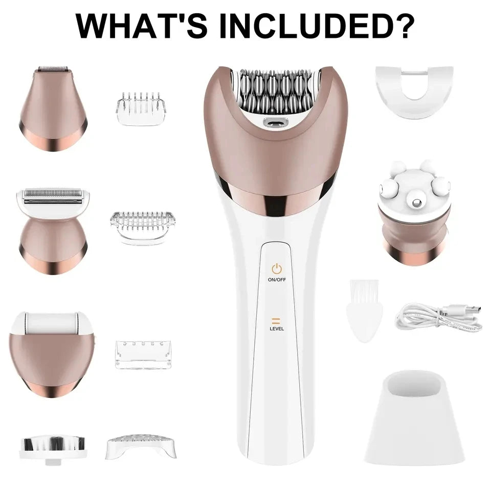 6 in 1 Set Electric Epilator Women Female Shaver Leg Body Hair Removal