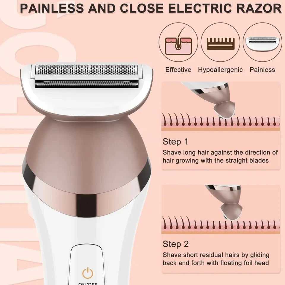 6 in 1 Set Electric Epilator Women Female Shaver Leg Body Hair Removal